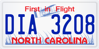 NC license plate DIA3208