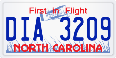 NC license plate DIA3209