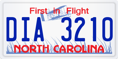 NC license plate DIA3210