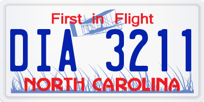NC license plate DIA3211