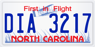 NC license plate DIA3217
