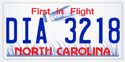 NC license plate DIA3218