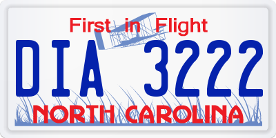 NC license plate DIA3222