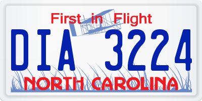 NC license plate DIA3224