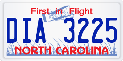 NC license plate DIA3225