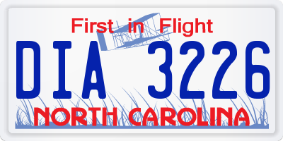 NC license plate DIA3226