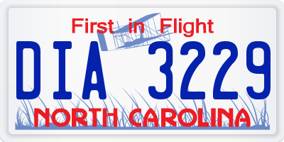 NC license plate DIA3229