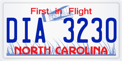 NC license plate DIA3230