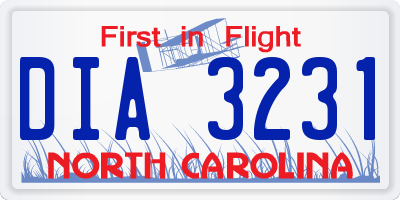 NC license plate DIA3231
