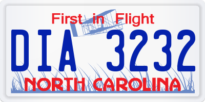 NC license plate DIA3232