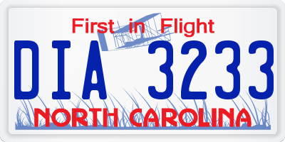 NC license plate DIA3233