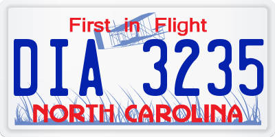 NC license plate DIA3235