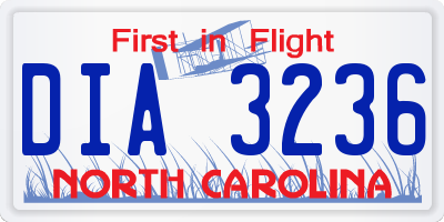 NC license plate DIA3236