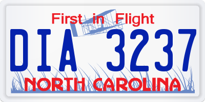 NC license plate DIA3237