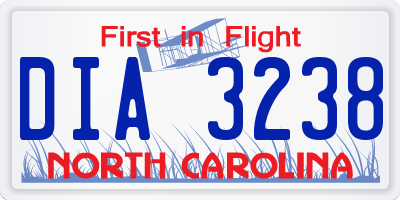 NC license plate DIA3238