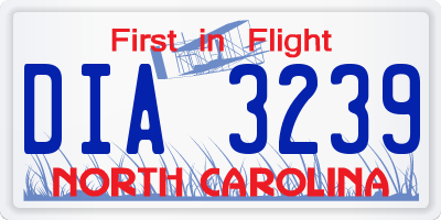 NC license plate DIA3239