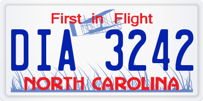 NC license plate DIA3242