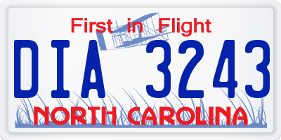 NC license plate DIA3243