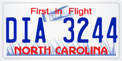 NC license plate DIA3244