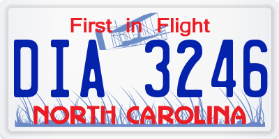 NC license plate DIA3246