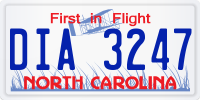 NC license plate DIA3247