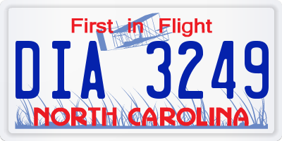NC license plate DIA3249