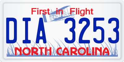 NC license plate DIA3253