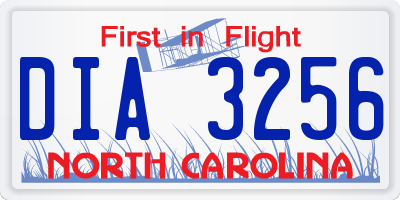 NC license plate DIA3256