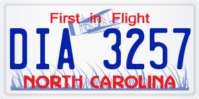 NC license plate DIA3257