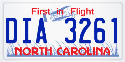 NC license plate DIA3261
