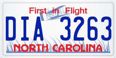 NC license plate DIA3263