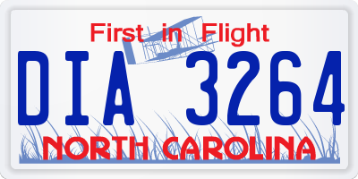 NC license plate DIA3264