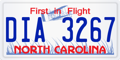 NC license plate DIA3267