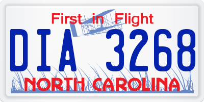 NC license plate DIA3268