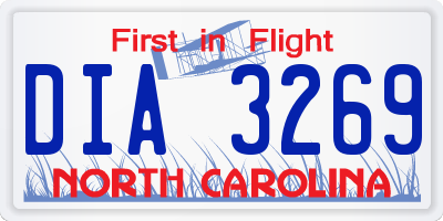 NC license plate DIA3269