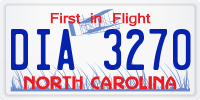 NC license plate DIA3270