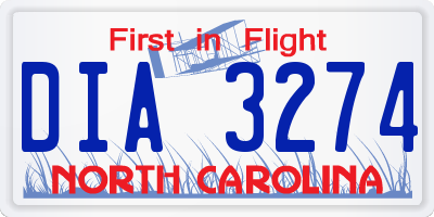 NC license plate DIA3274