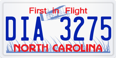NC license plate DIA3275