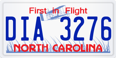 NC license plate DIA3276