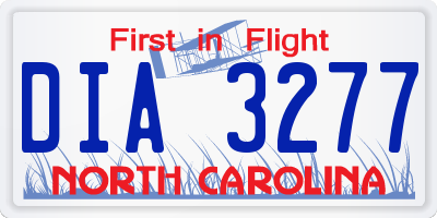 NC license plate DIA3277