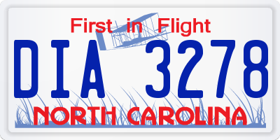 NC license plate DIA3278