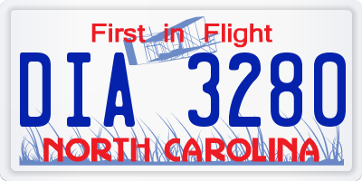 NC license plate DIA3280