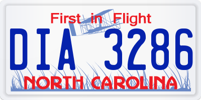 NC license plate DIA3286
