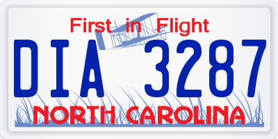 NC license plate DIA3287