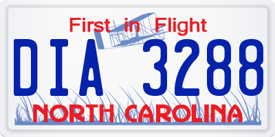 NC license plate DIA3288