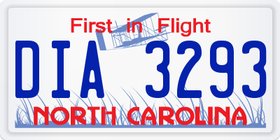 NC license plate DIA3293