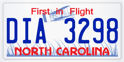 NC license plate DIA3298