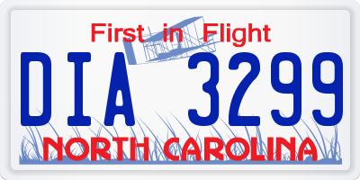 NC license plate DIA3299