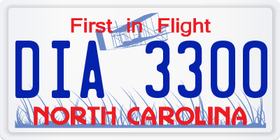 NC license plate DIA3300