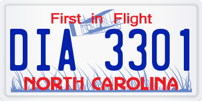 NC license plate DIA3301